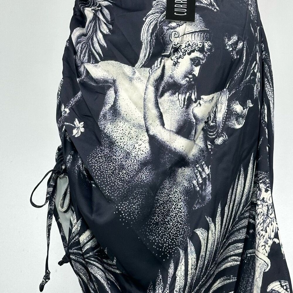NEW Current Mood Laws Of Nature Monochrome Renaissance Ruched Mini Dress Large - Picture 8 of 11